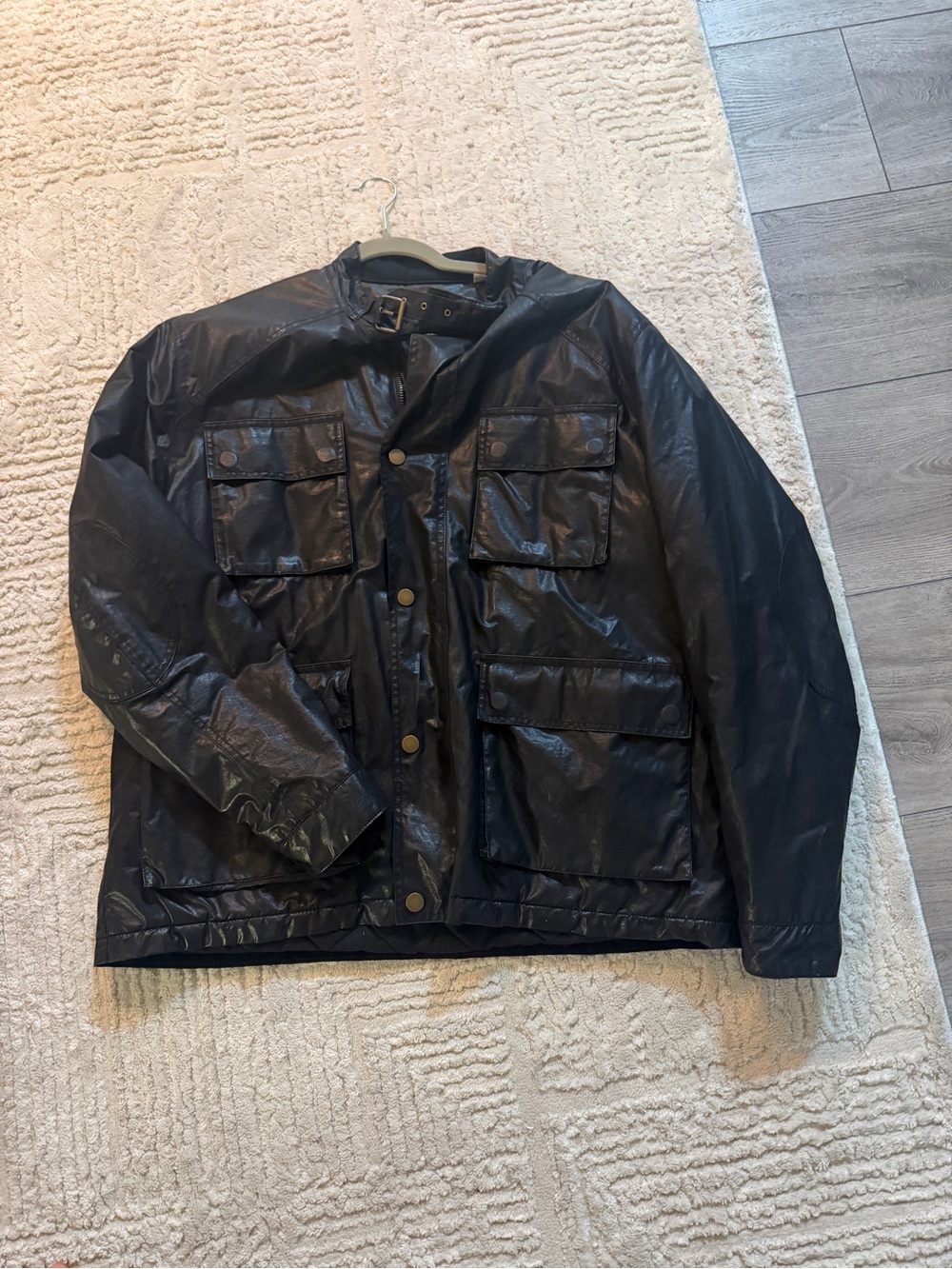 Barneys New York Black Waxed Utility Jacket